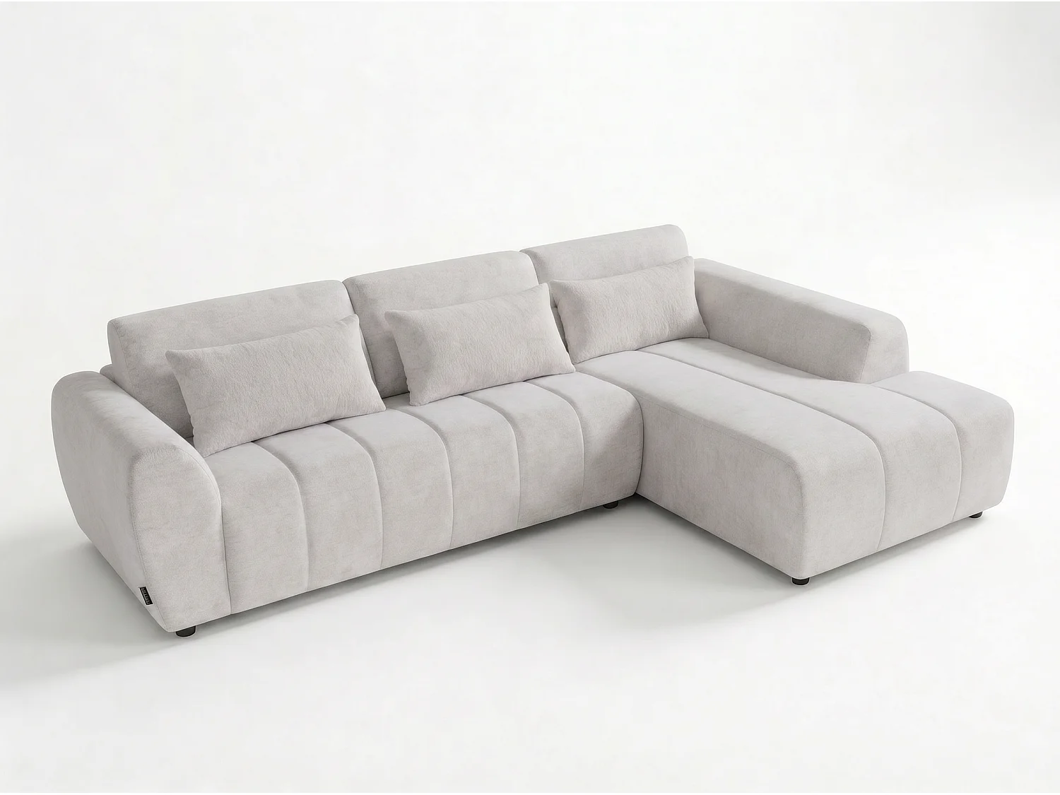 Canapé d’angle droit 4 places avec méridienne en tissu Ravenna – Homeluxury