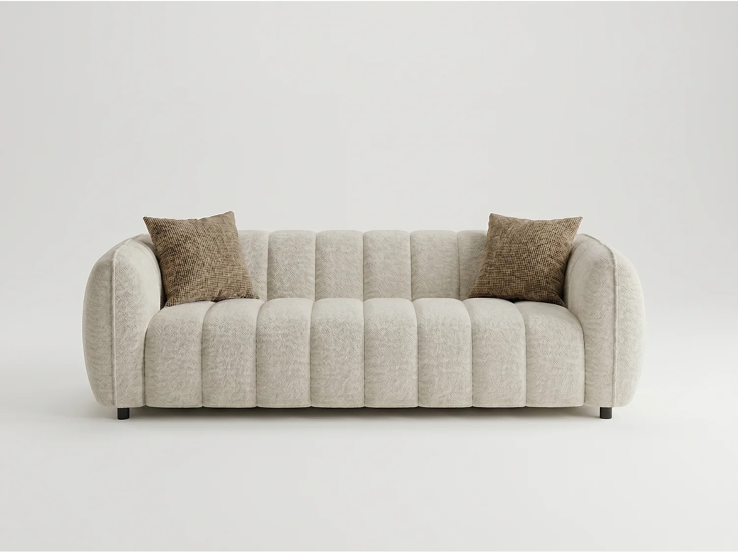 Set van 8 eetkamerstoelen RINA - Beige Fluweel / Travertijn Basis
