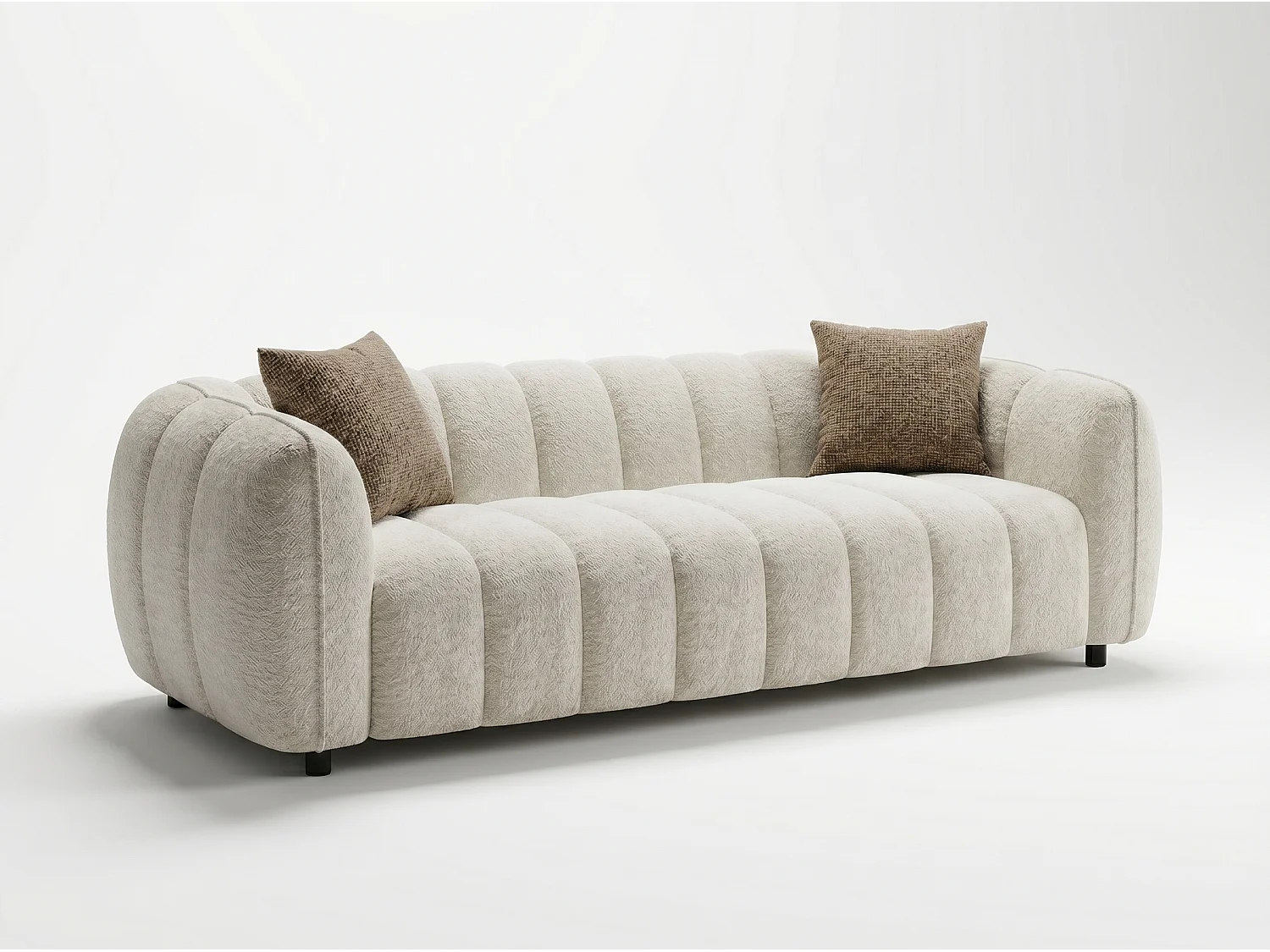 Set van 8 eetkamerstoelen RINA - Beige Fluweel / Travertijn Basis