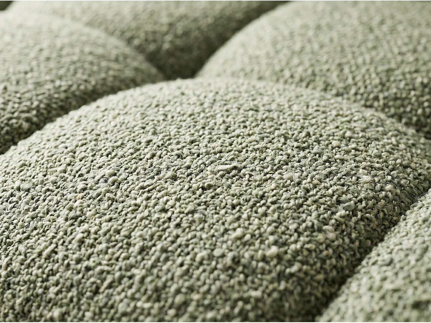 Canapé d’angle droit 4 places vert amande en tissu chenille avec méridienne – Bubble – Homeluxury