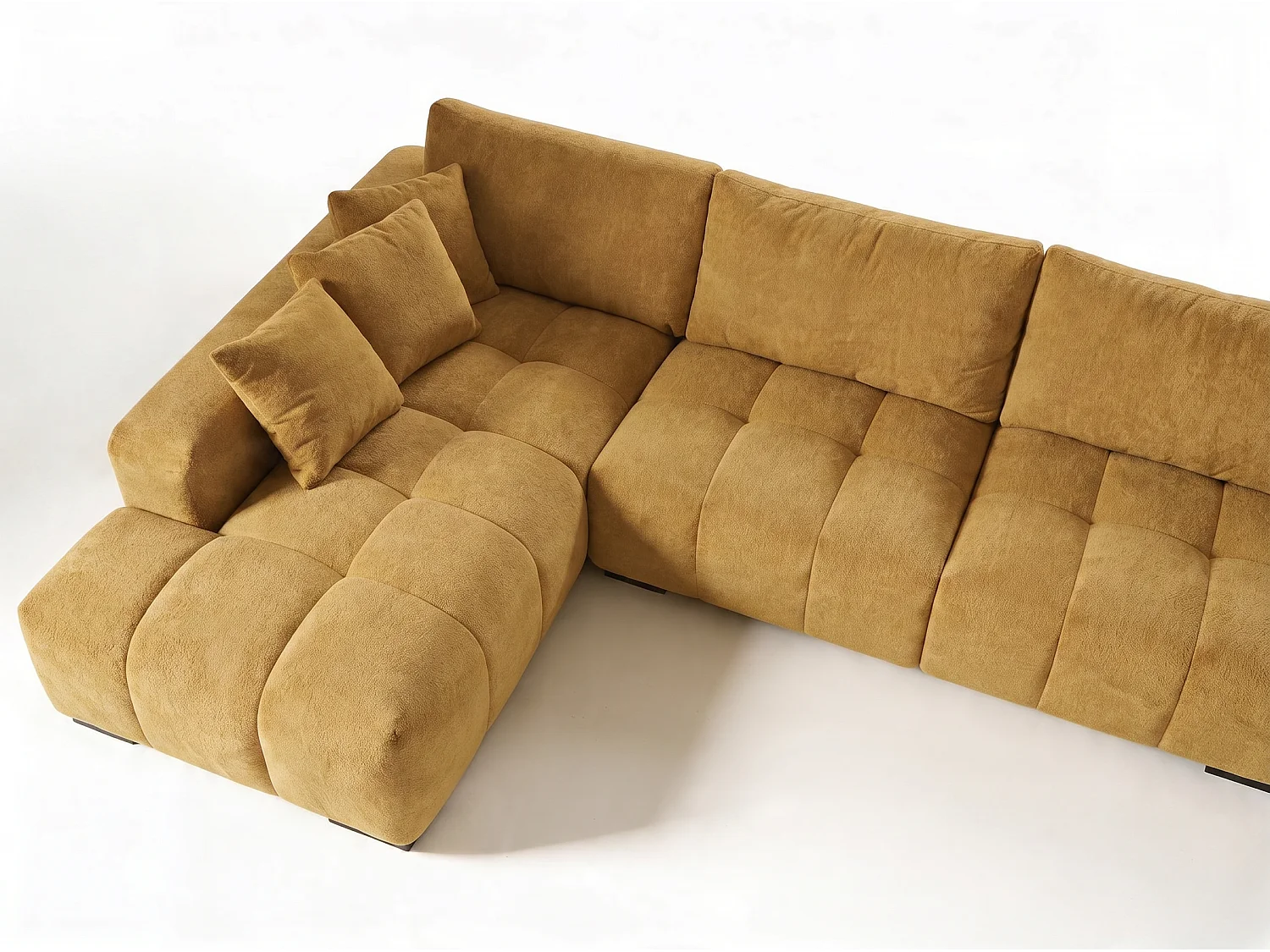 Canapé d'angle gauche 4 places en tissu chenille