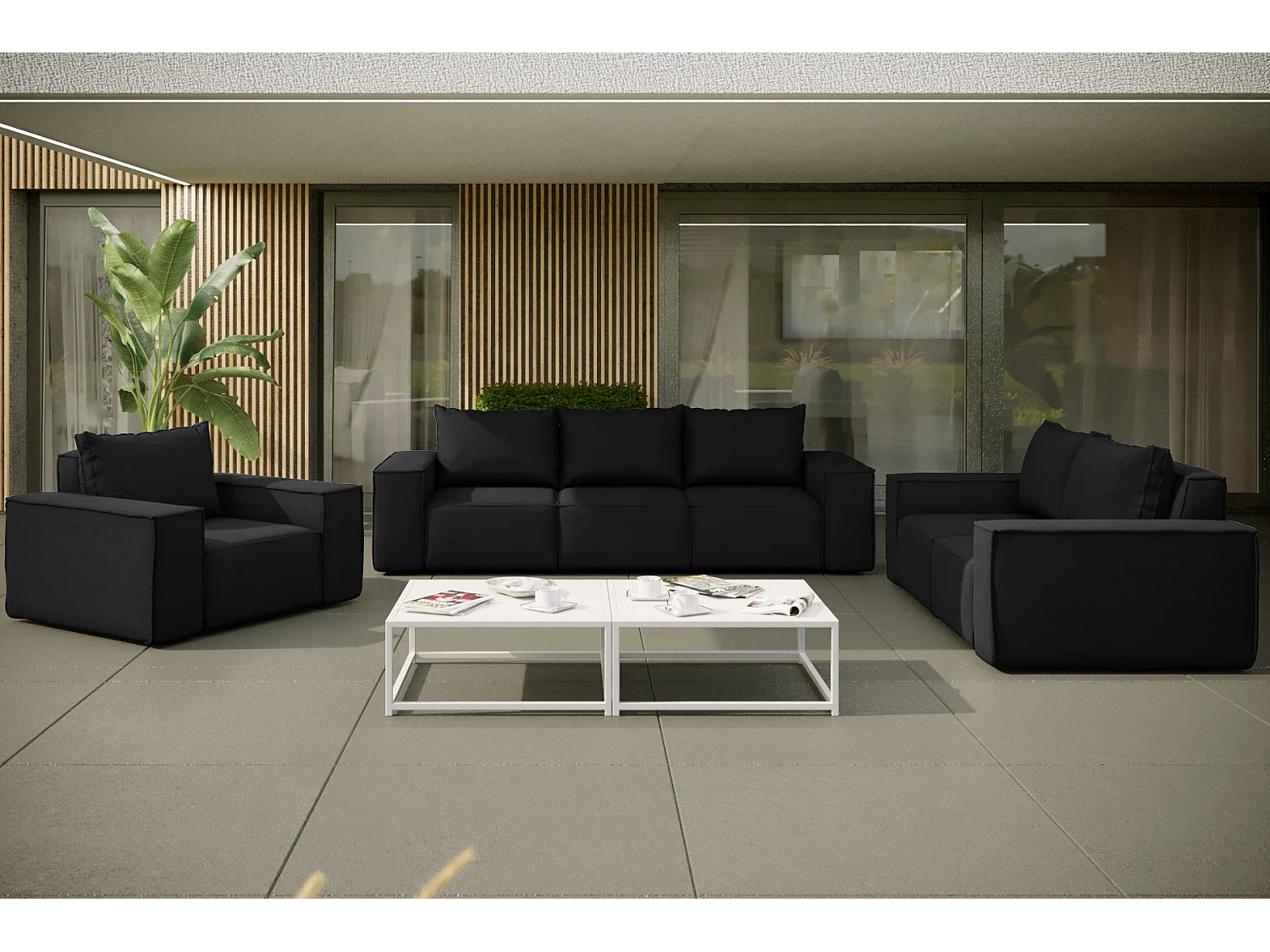Tuinset Garden, 3+2+1, zwart (01)