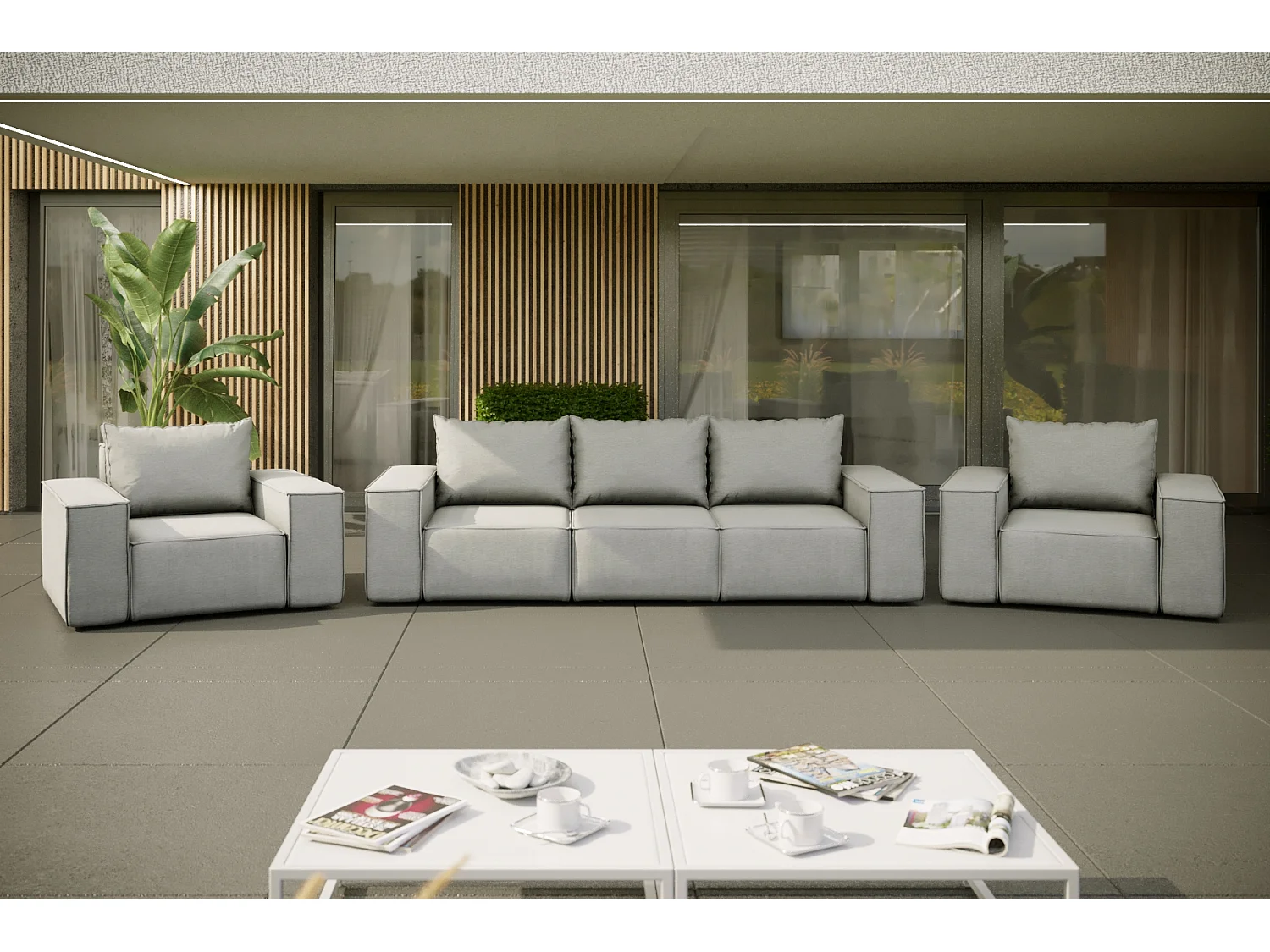 Ensemble de jardin Garden, 3+1+1, gris clair (03)