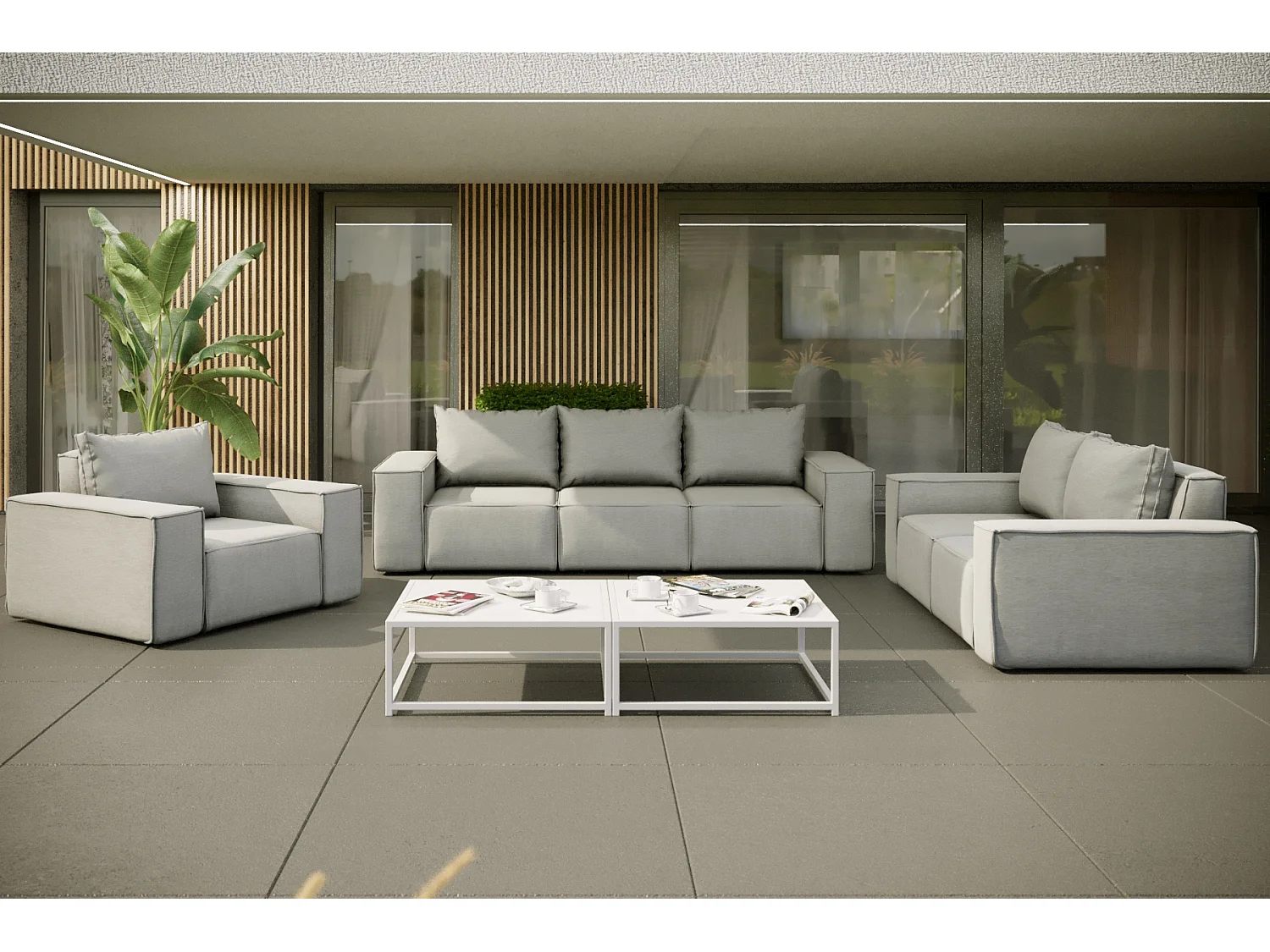 Ensemble de jardin Garden, 3+2+1, gris clair (03)