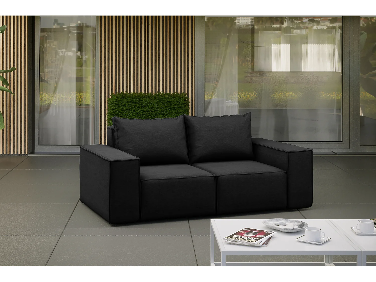 Tuinbank Garden, 2-zits, zwart (01)