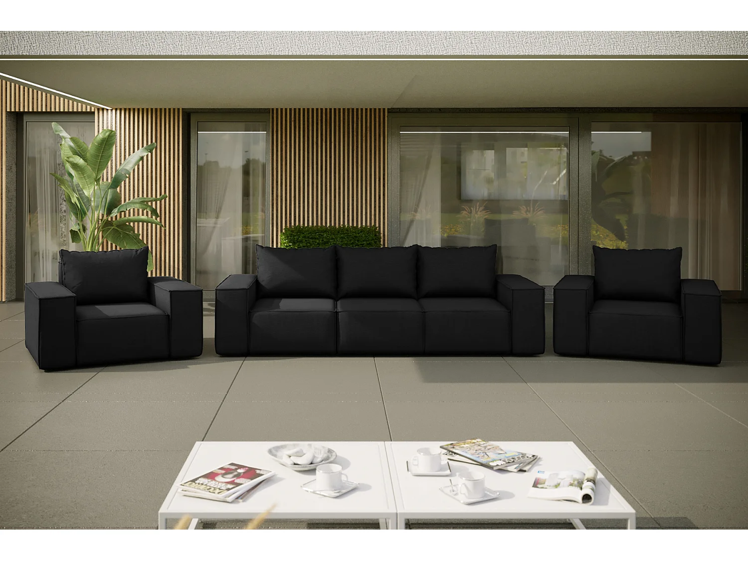 Tuinset Garden, 3+1+1, zwart (01)