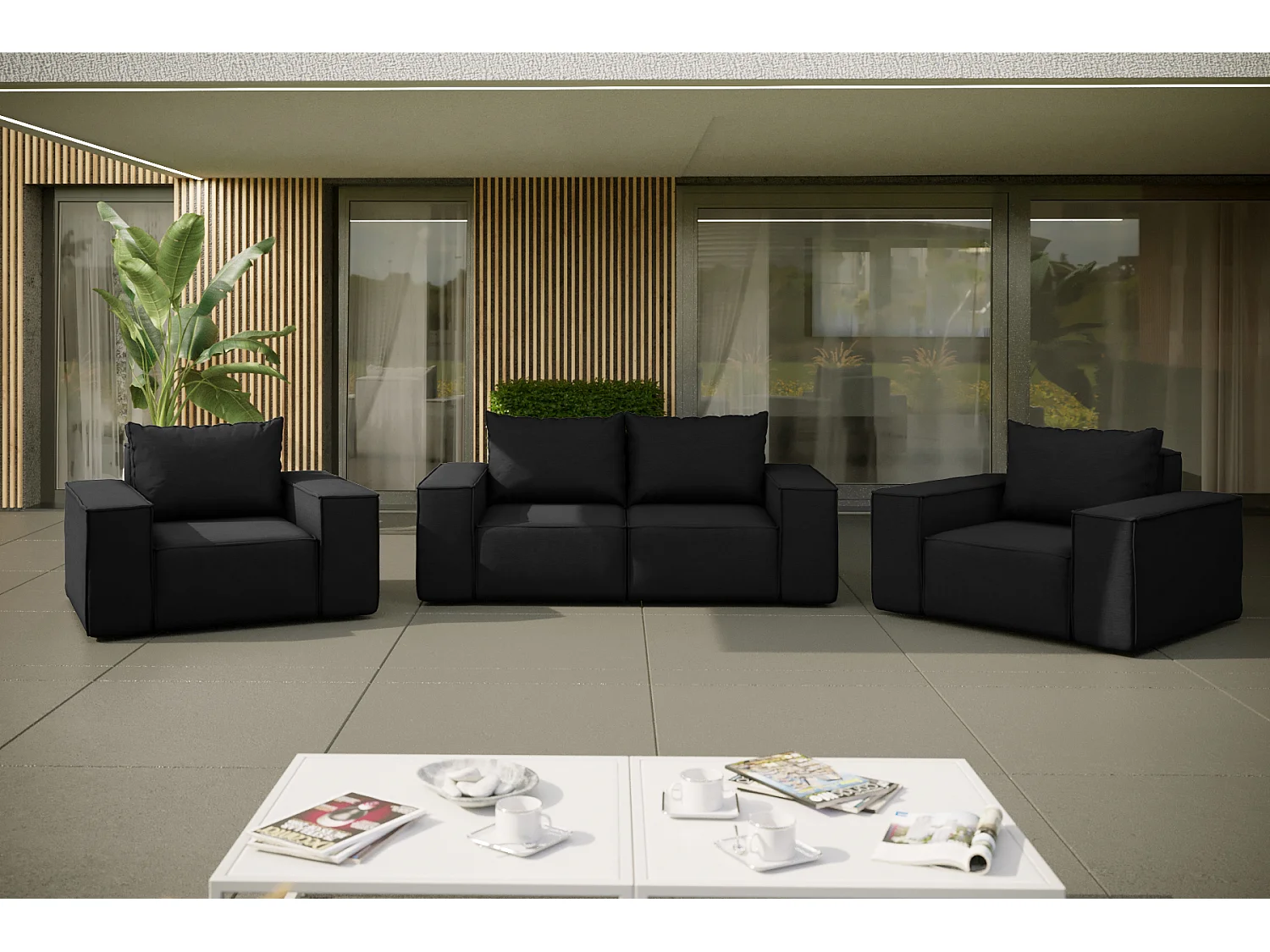 Tuinset Garden, 2+1+1, zwart (01)
