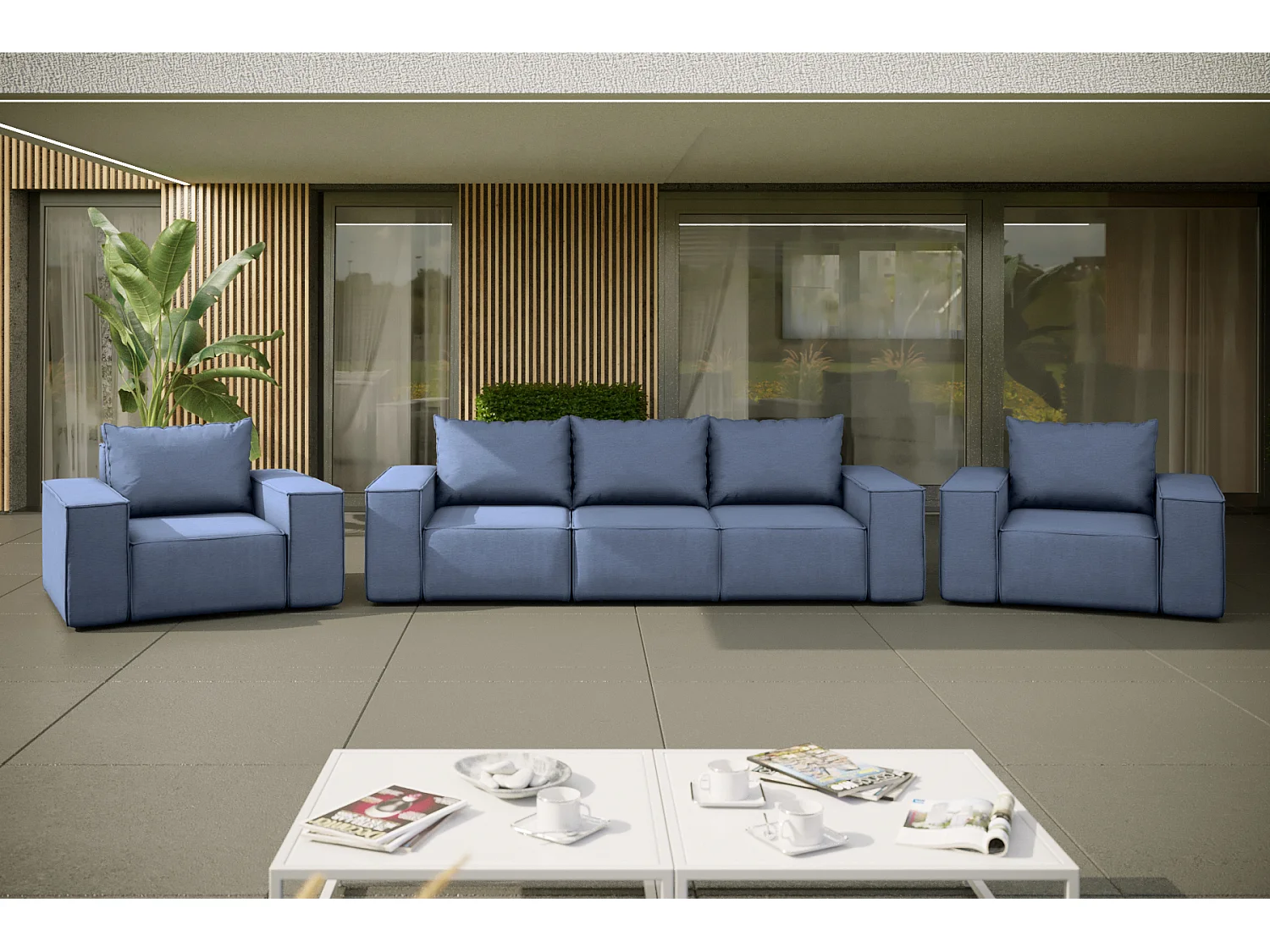 Ensemble de jardin Garden, 3+1+1, bleu foncé (06)