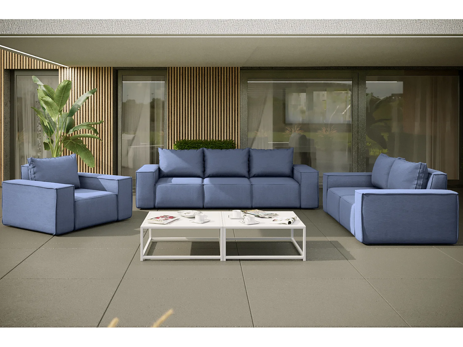 Ensemble de jardin Garden, 3+2+1, bleu foncé (06)
