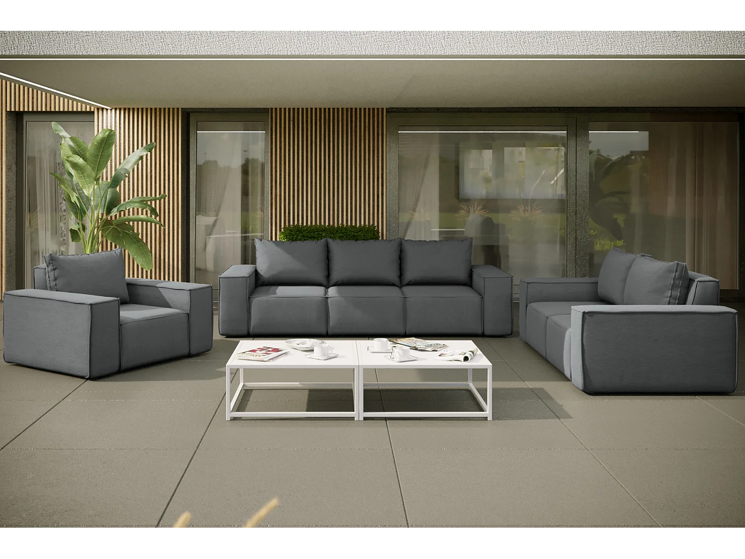 Ensemble de jardin Garden, 3+2+1, gris (23)
