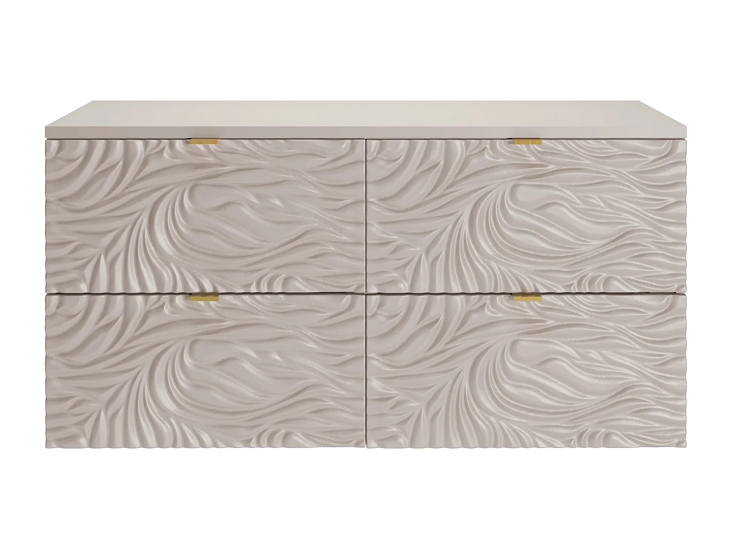 Meuble sous vasque suspendu texturé avec planche - Beige - 120 cm - RINAREL