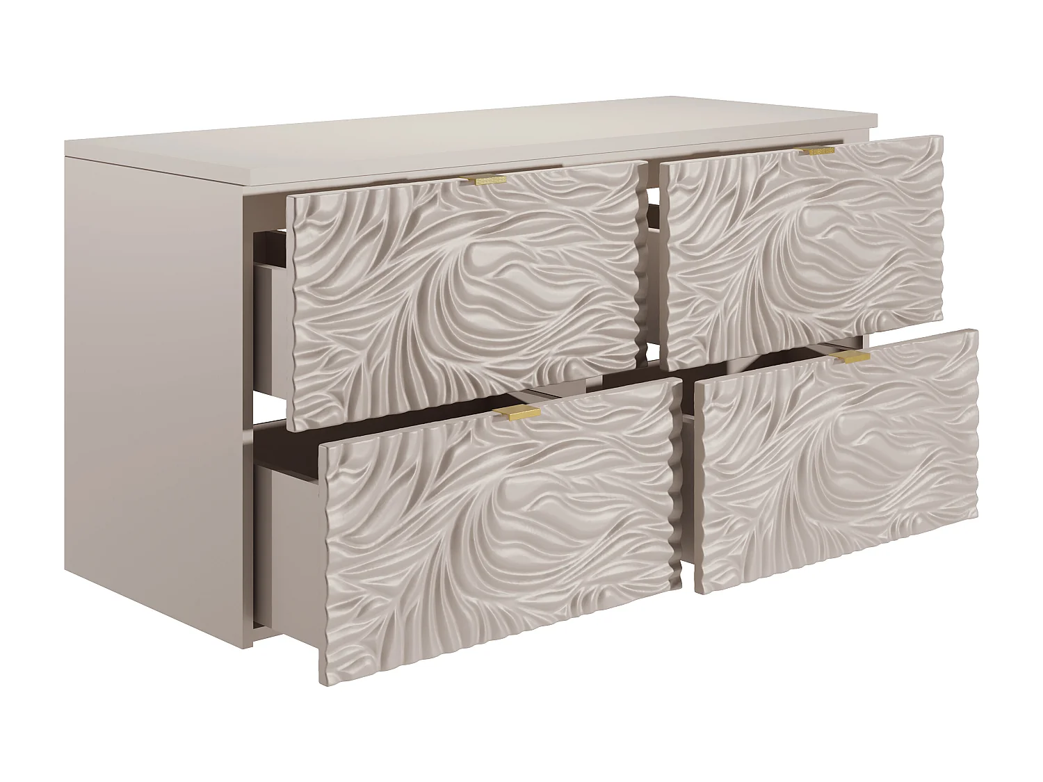 Meuble sous vasque suspendu texturé avec planche - Beige - 120 cm - RINAREL