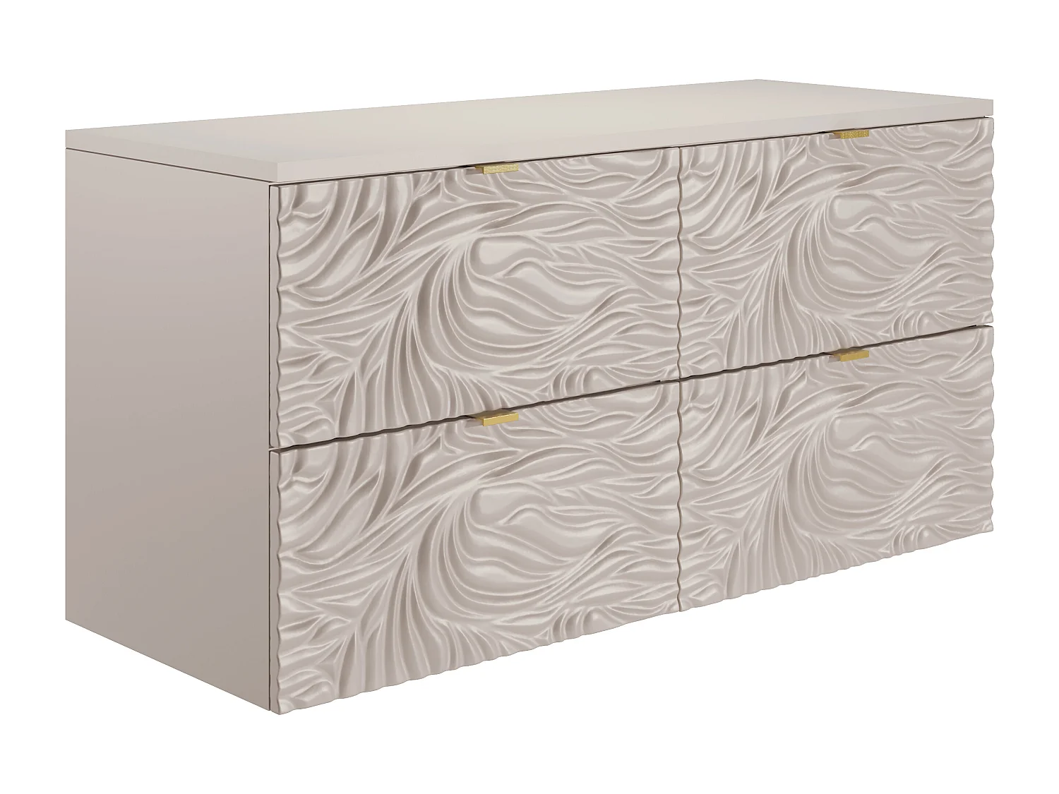 Meuble sous vasque suspendu texturé avec planche - Beige - 120 cm - RINAREL