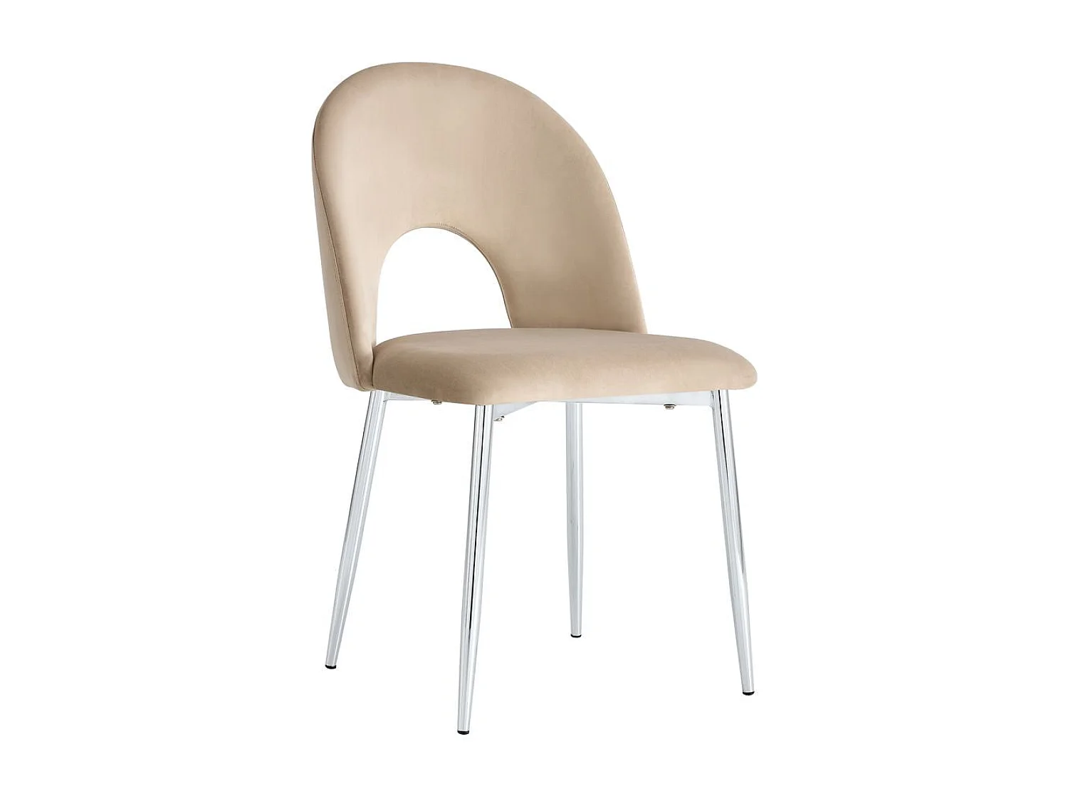 Lot de 4 chaises TEDDY Chrome velours - Taupe