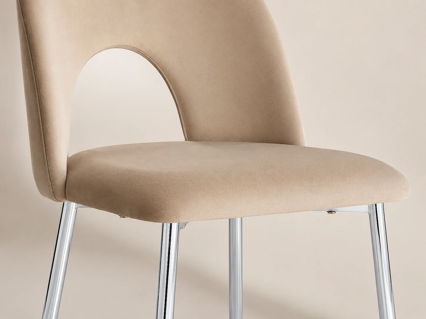 Lot de 4 chaises TEDDY Chrome velours - Taupe