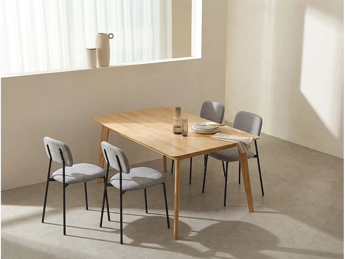 Lot de 4 Chaises – Piètement Métal Noir & Tissu Anthracite | Style Contemporain