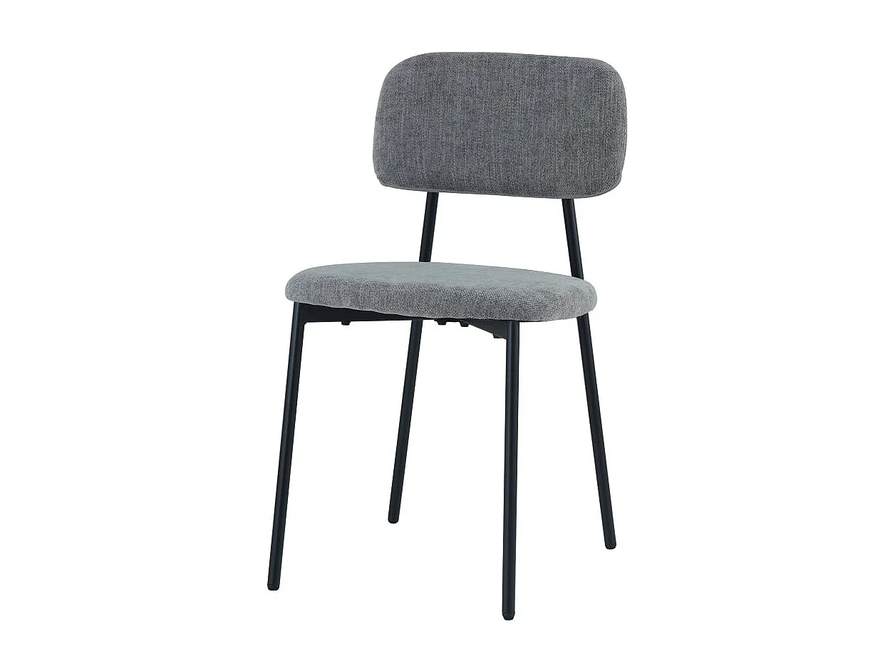 Lot de 4 Chaises – Piètement Métal Noir & Tissu Anthracite | Style Contemporain