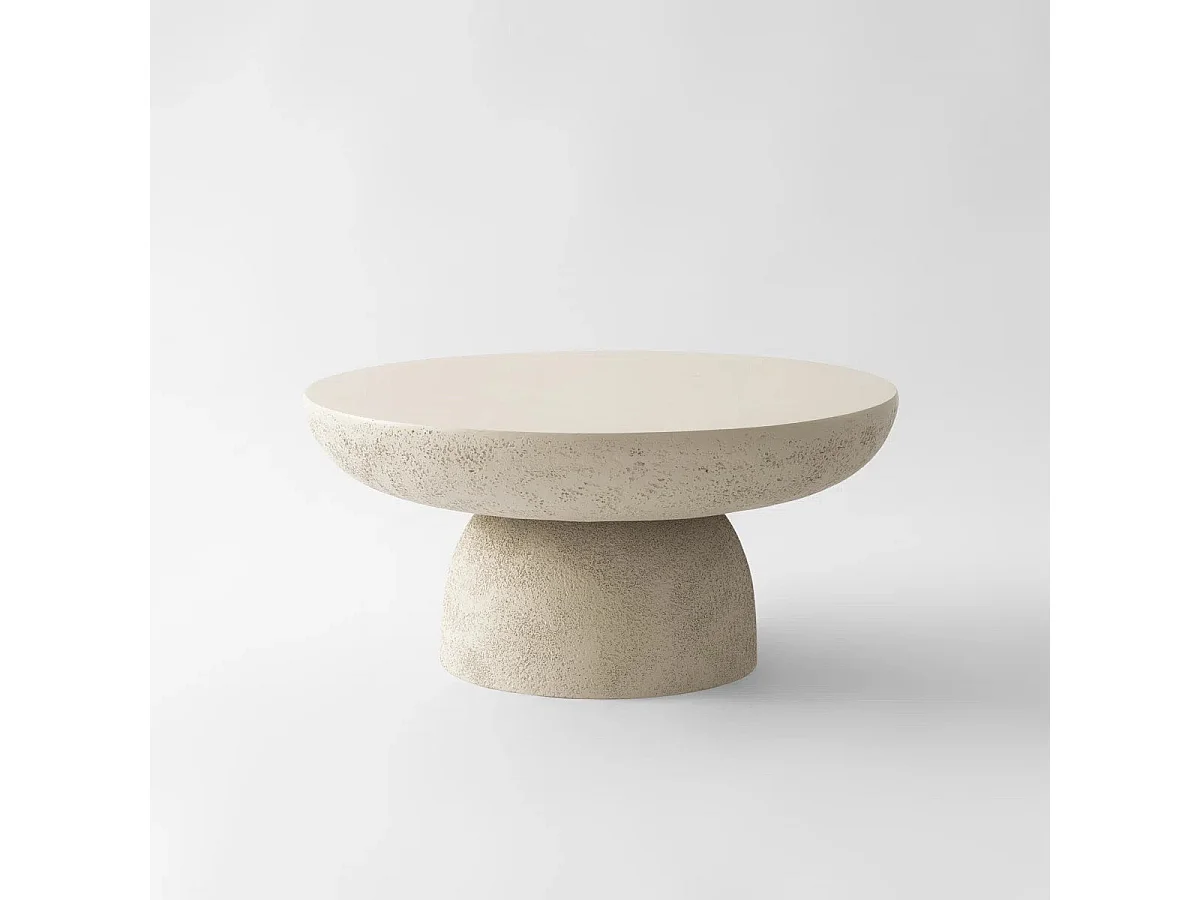 Table basse ronde effet travertin mat salon Ø70 cm GALET