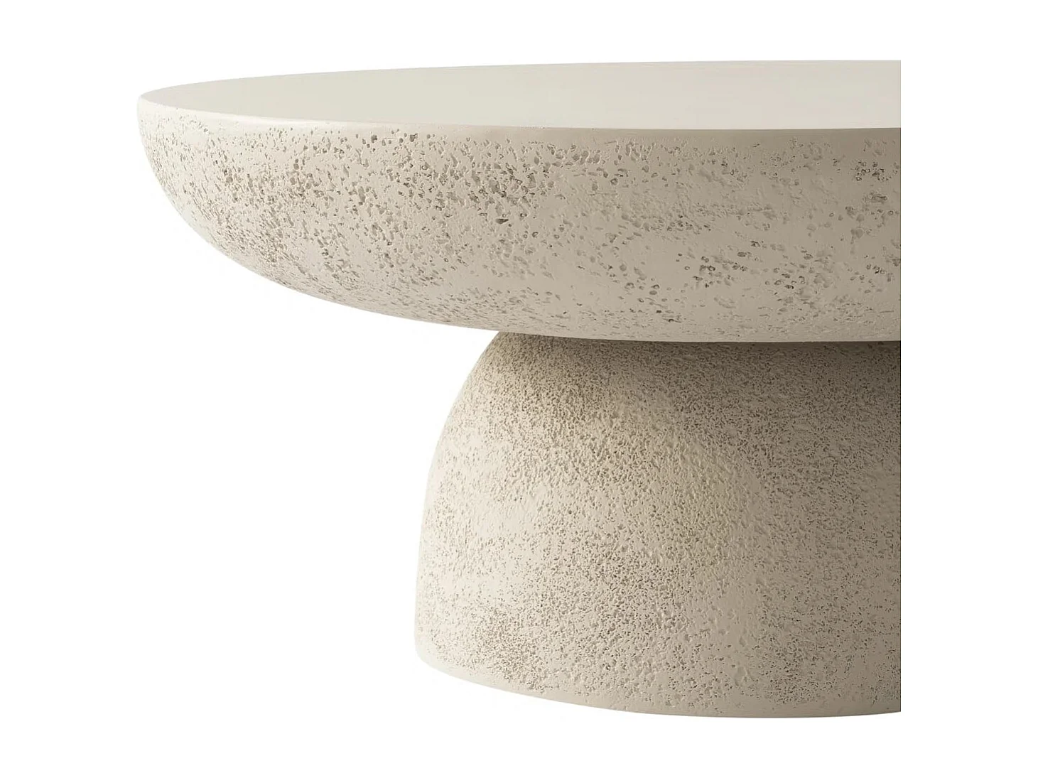 Table basse ronde effet travertin mat salon Ø70 cm GALET