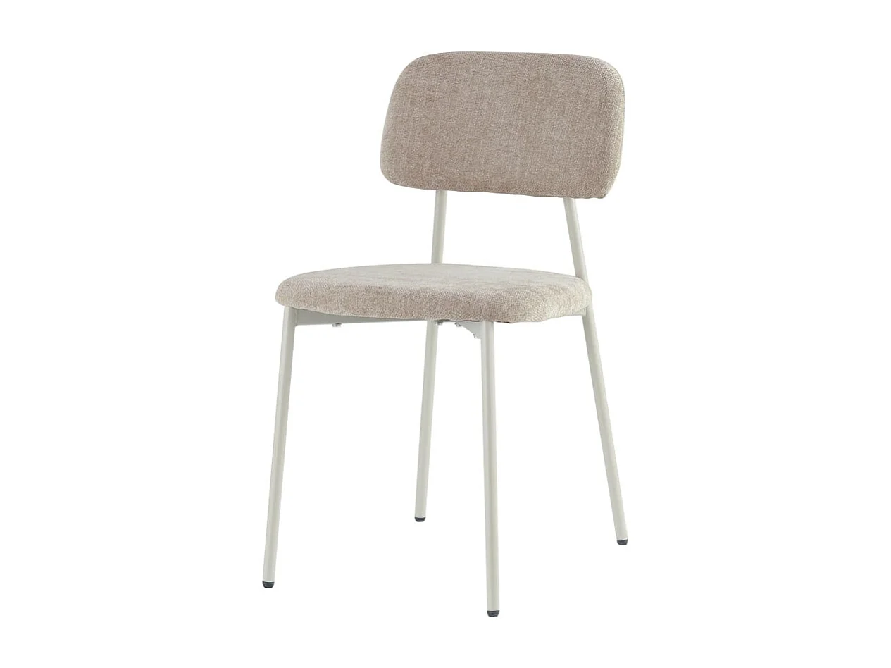 Lot 4 chaises salle à manger tissu taupe pieds métal blanc 44x43x80 cm AZRA