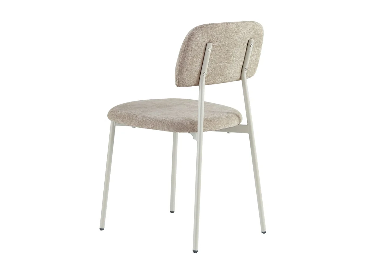 Lot 4 chaises salle à manger tissu taupe pieds métal blanc 44x43x80 cm AZRA