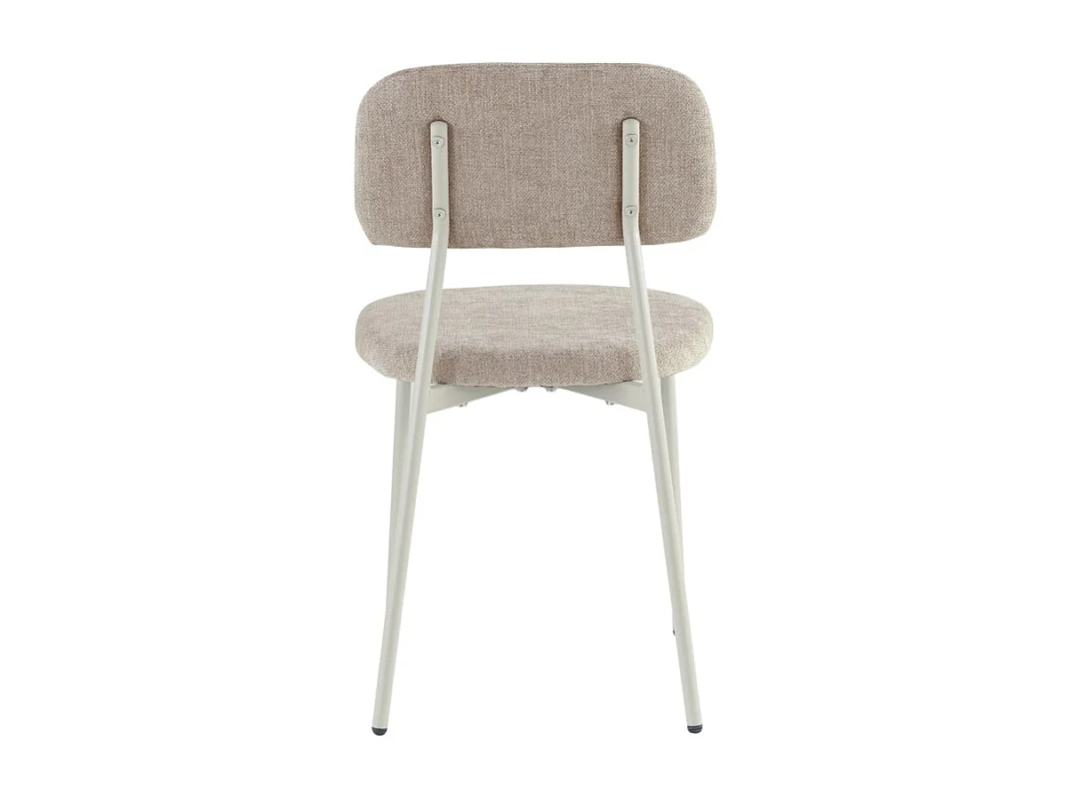 Lot 4 chaises salle à manger tissu taupe pieds métal blanc 44x43x80 cm AZRA