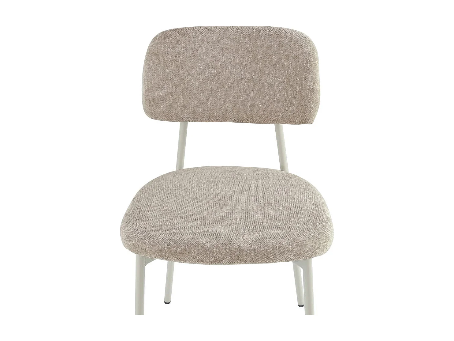 Lot 4 chaises salle à manger tissu taupe pieds métal blanc 44x43x80 cm AZRA