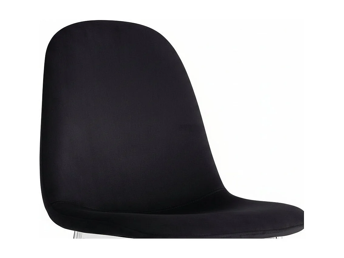 Lot de 4 Chaises Scandinaves Velours Noir Pieds Chrome 43,5x40x87cm