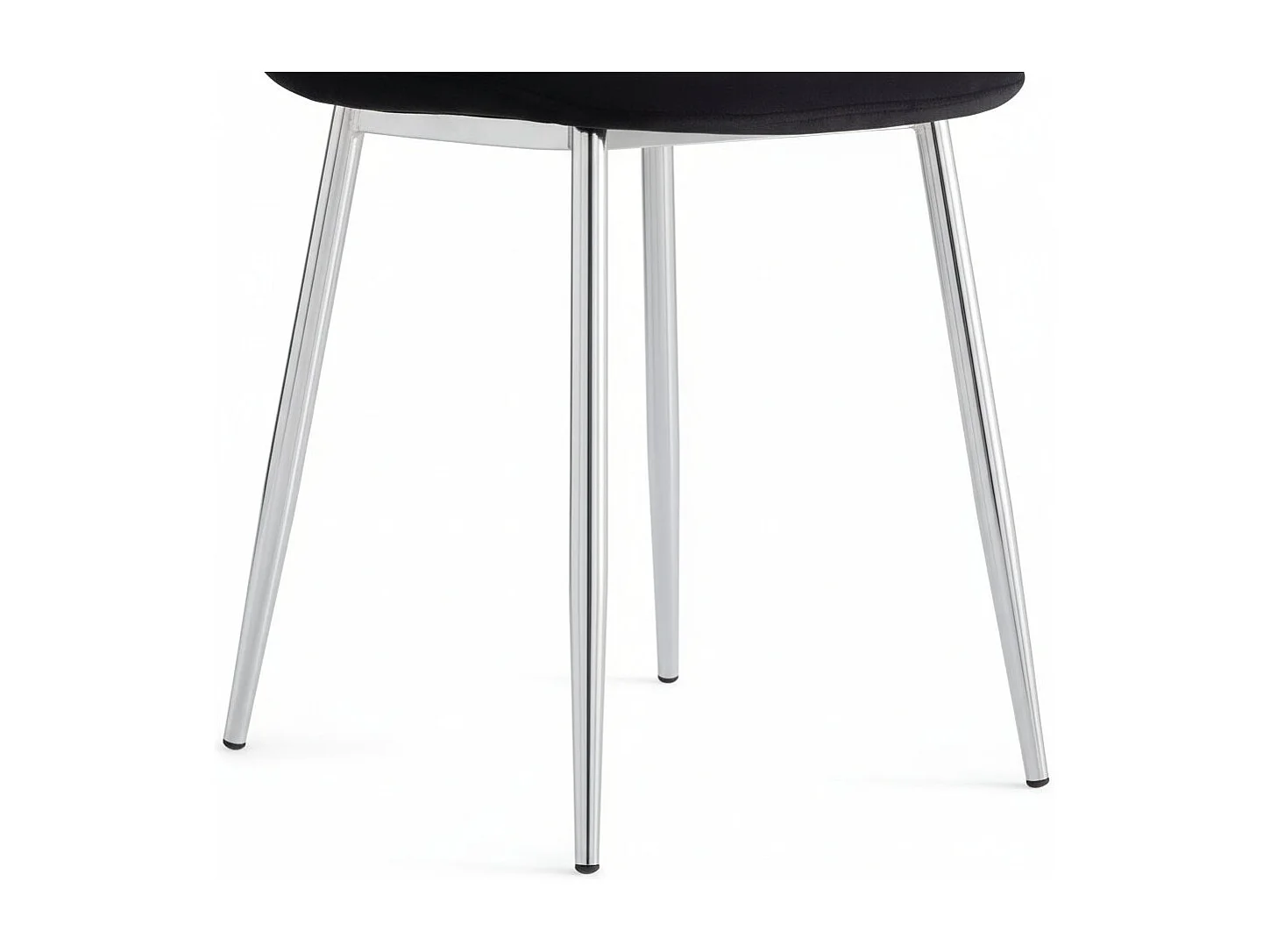 Lot de 4 Chaises Scandinaves Velours Noir Pieds Chrome 43,5x40x87cm
