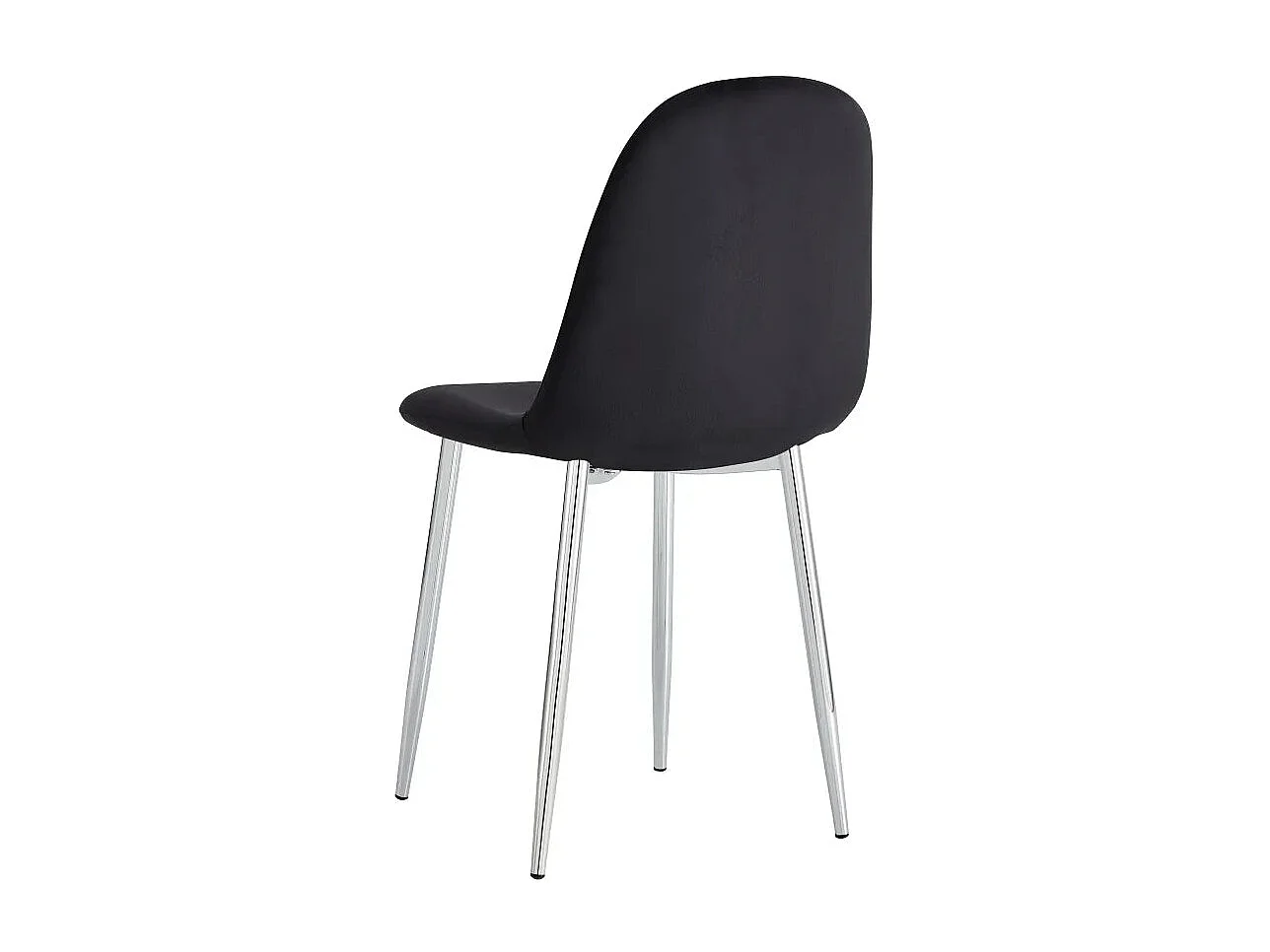 Lot de 4 Chaises Scandinaves Velours Noir Pieds Chrome 43,5x40x87cm