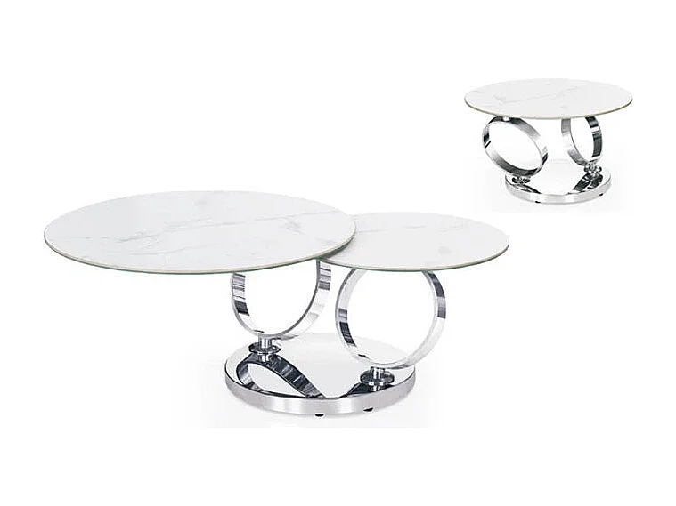 Table Basse AUTOMAT Marbré Blanc 70x45 cm - Marbré blanc