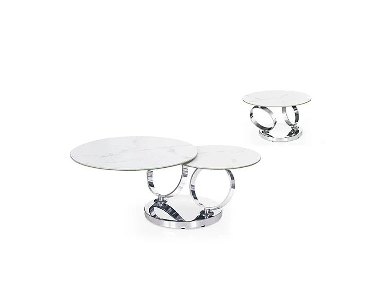 Table Basse AUTOMAT Marbré Blanc 70x45 cm - Marbré blanc