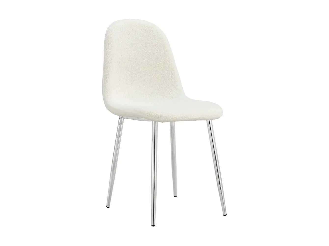 Lot de 4 Chaises Scandinaves Tissu Doudou Pieds Chrome 43,5x40x87cm