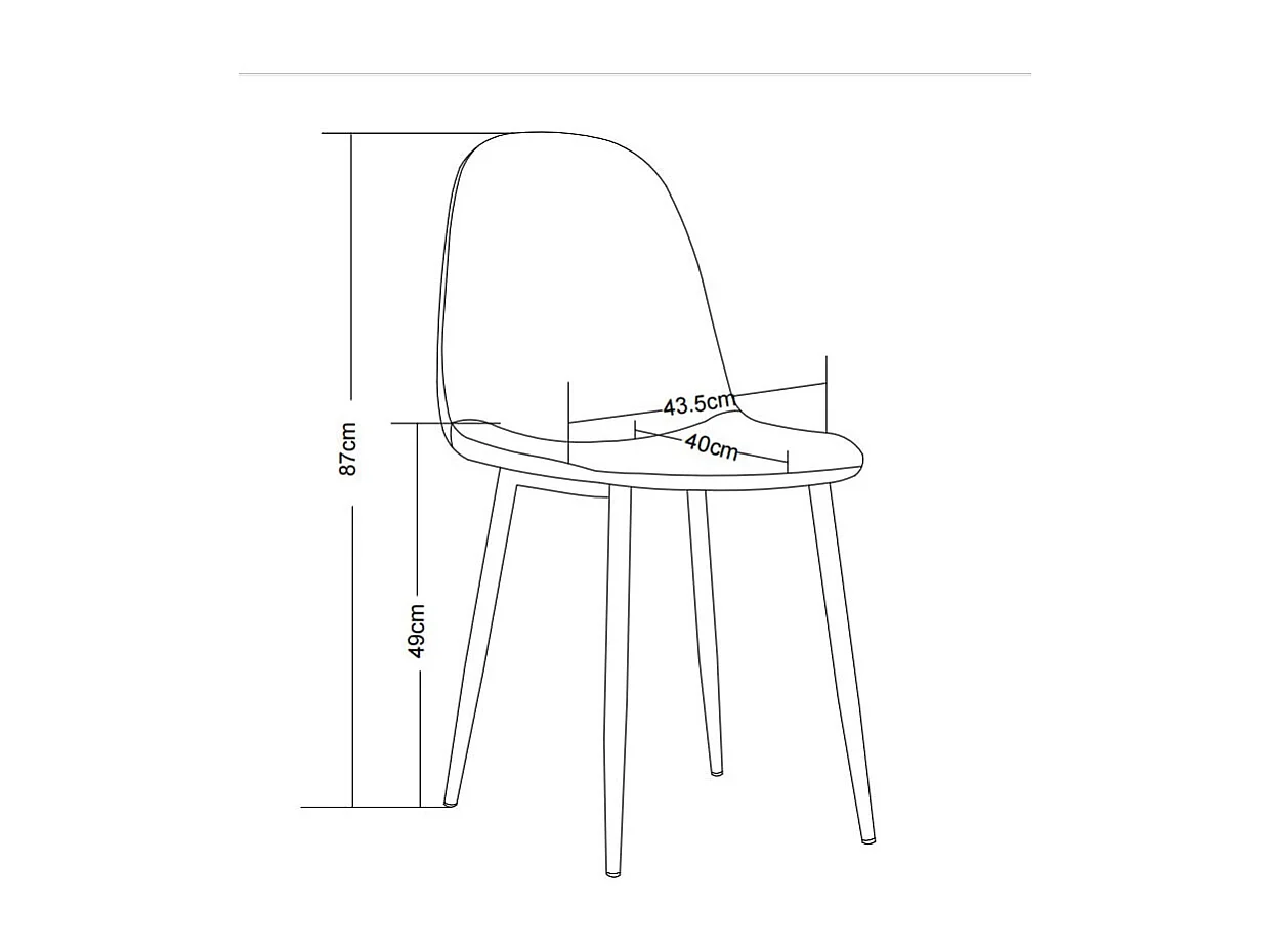 Lot de 4 Chaises Scandinaves Tissu Doudou Pieds Chrome 43,5x40x87cm