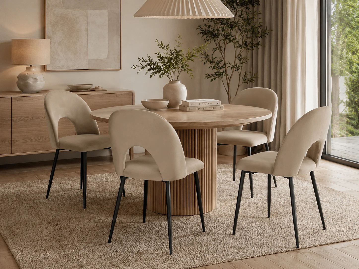 Lot de 4 chaises TEDDY métal noir velours - Taupe