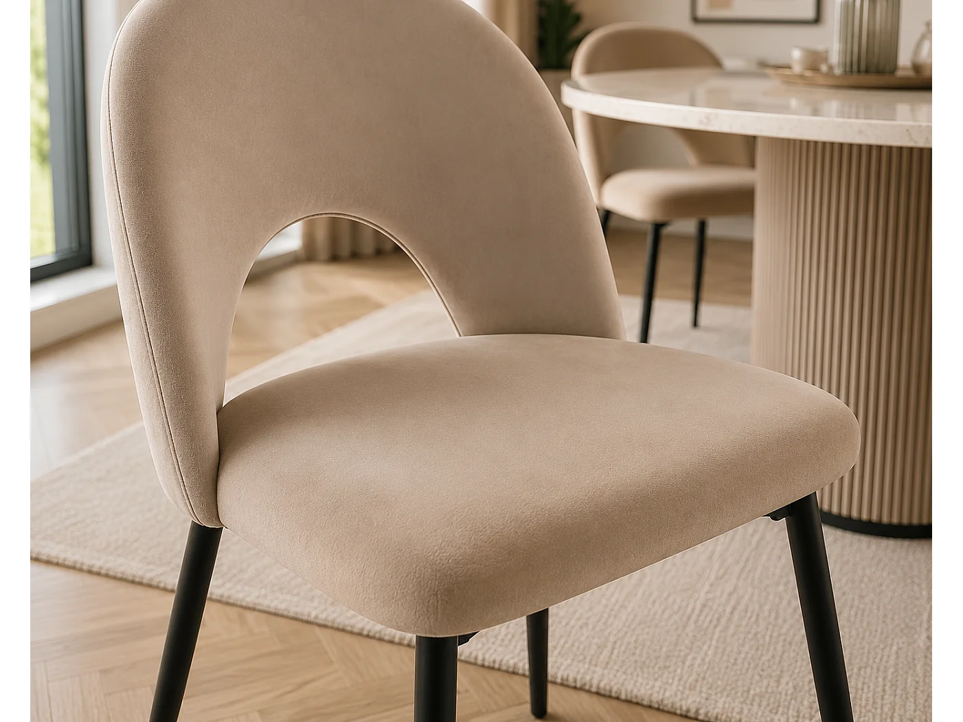 Lot de 4 chaises TEDDY métal noir velours - Taupe