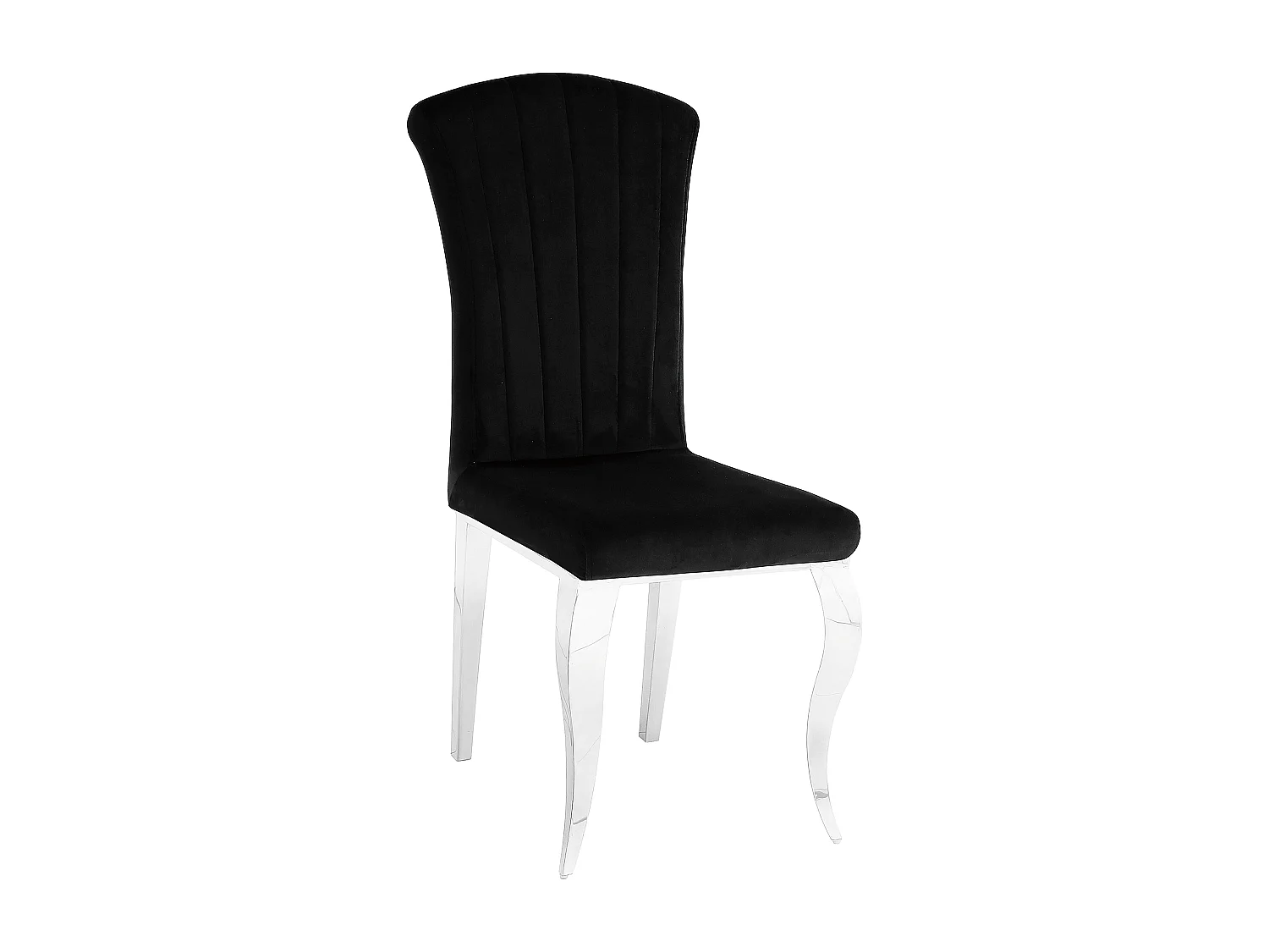 Lot de 6 Chaises baroque LOUIS Chrome Velours Noir