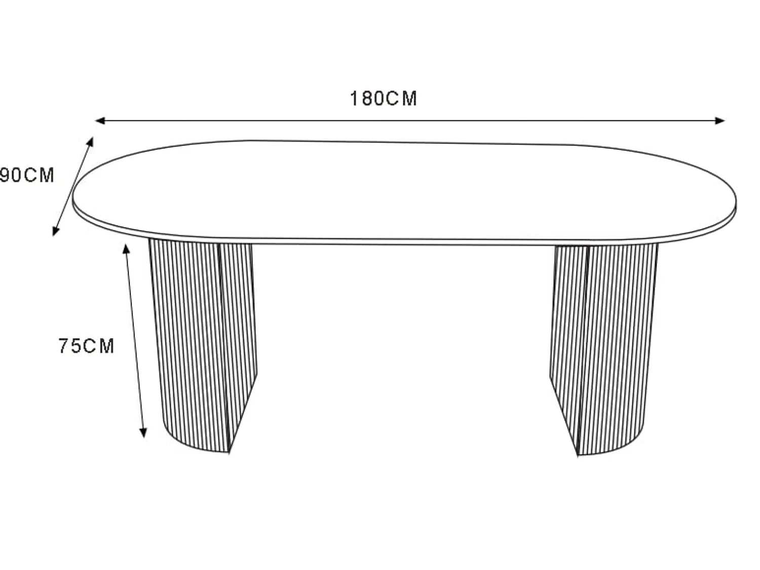 Table à Manger Ovale effet Noyer – 180x90x75 cm - NEW ANNA
