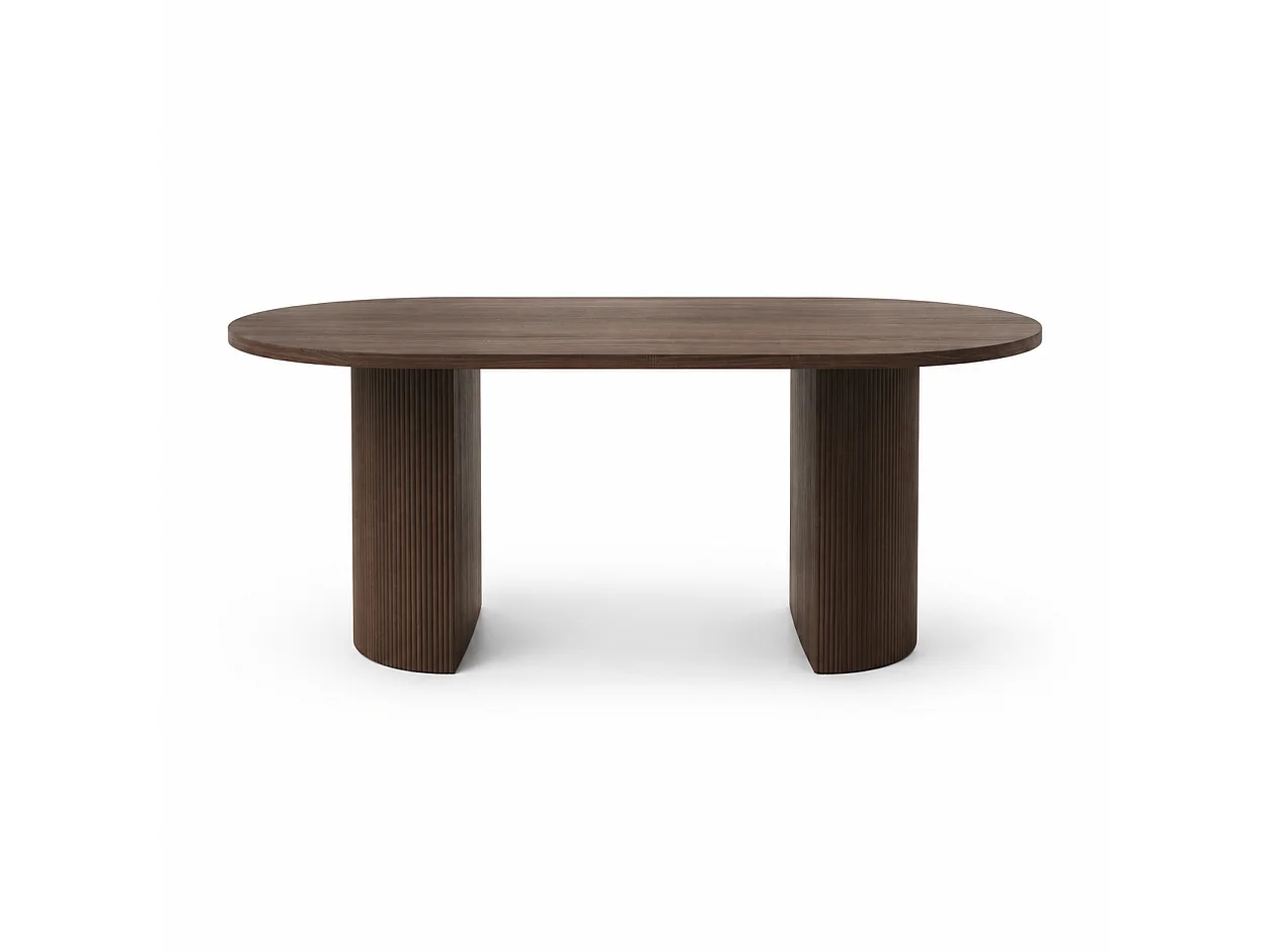 Table à Manger Ovale effet Noyer – 180x90x75 cm - NEW ANNA