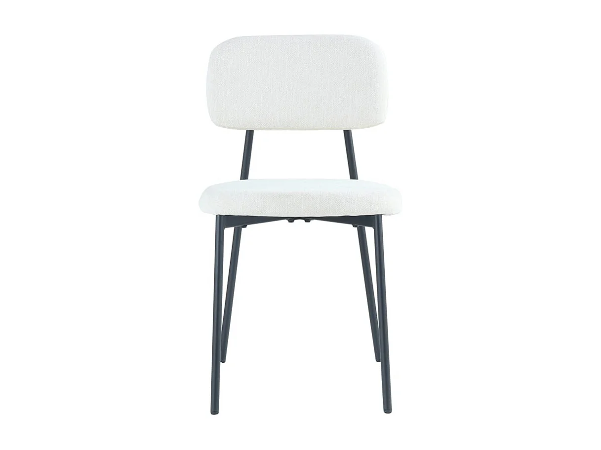 Lot 4 chaises salle à manger tissu beige pieds métal noir 44x43x80 cm AZRA