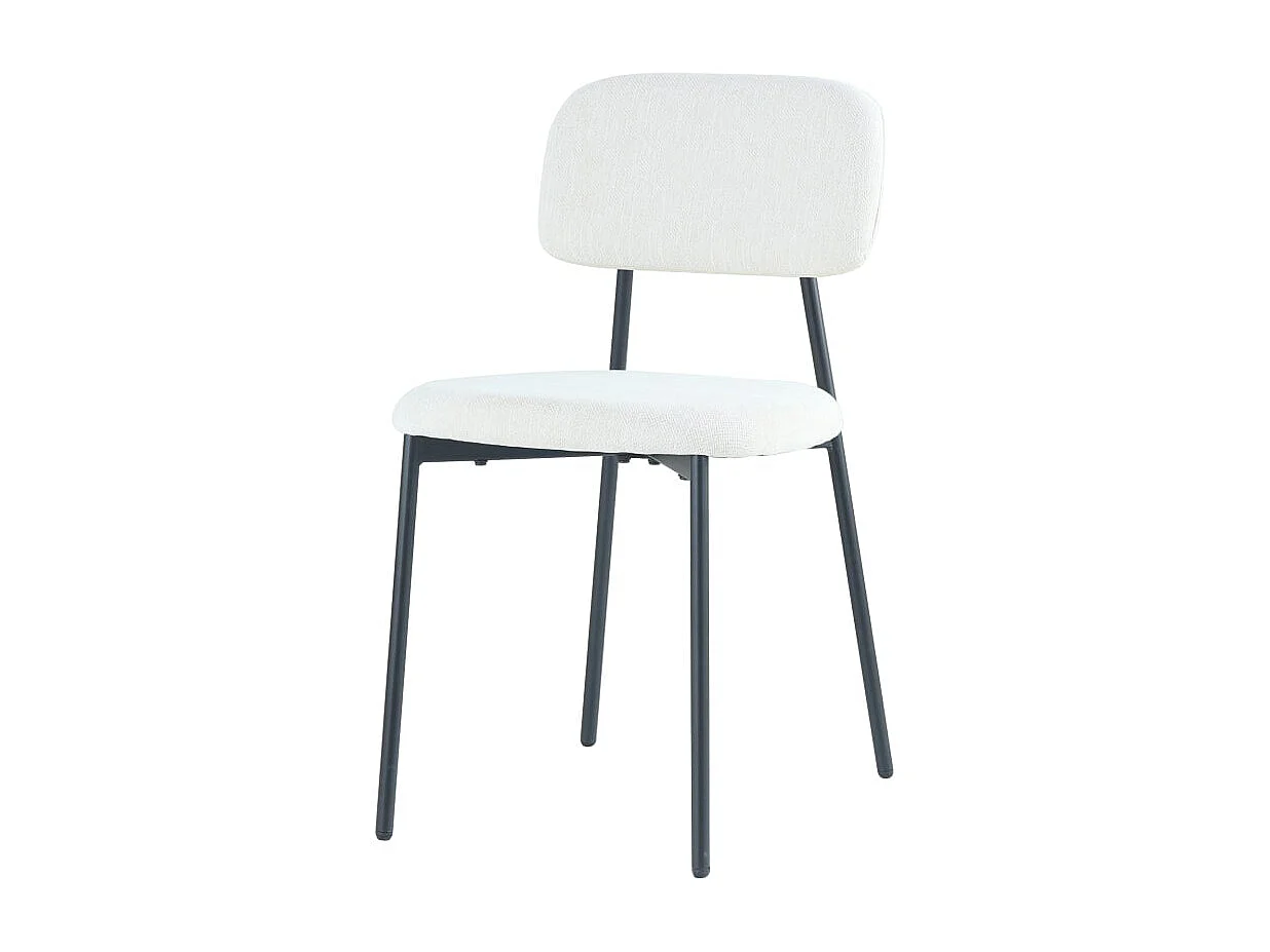 Lot 4 chaises salle à manger tissu beige pieds métal noir 44x43x80 cm AZRA