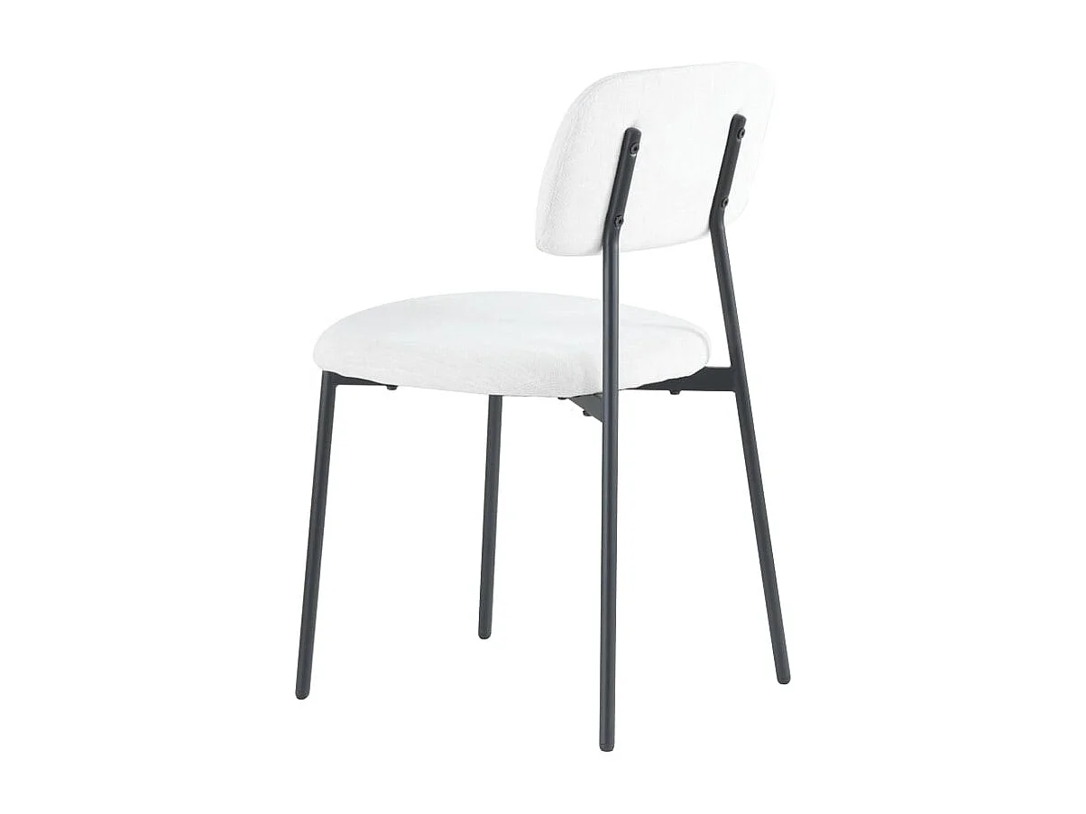 Lot 4 chaises salle à manger tissu beige pieds métal noir 44x43x80 cm AZRA