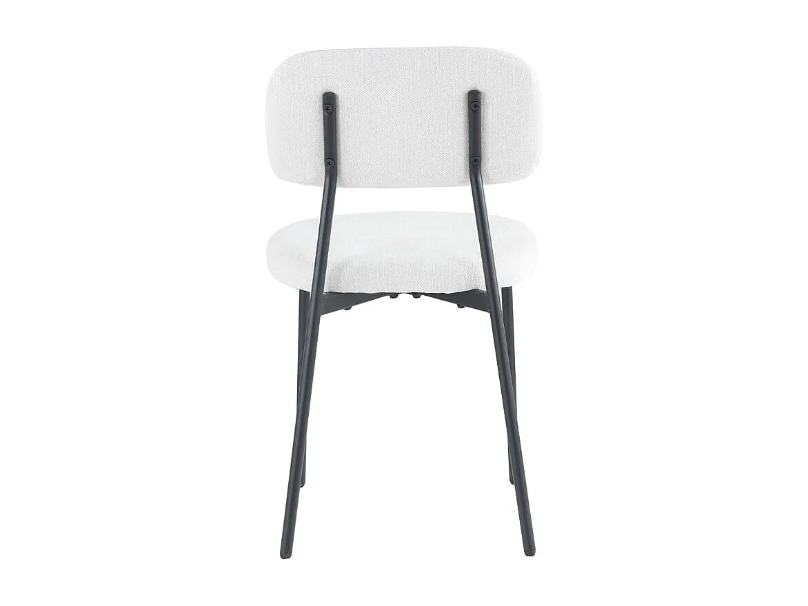 Lot 4 chaises salle à manger tissu beige pieds métal noir 44x43x80 cm AZRA