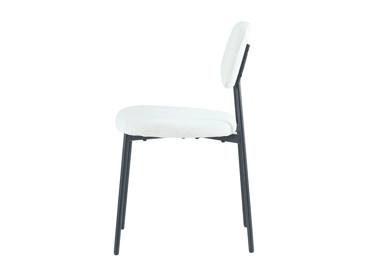 Lot 4 chaises salle à manger tissu beige pieds métal noir 44x43x80 cm AZRA