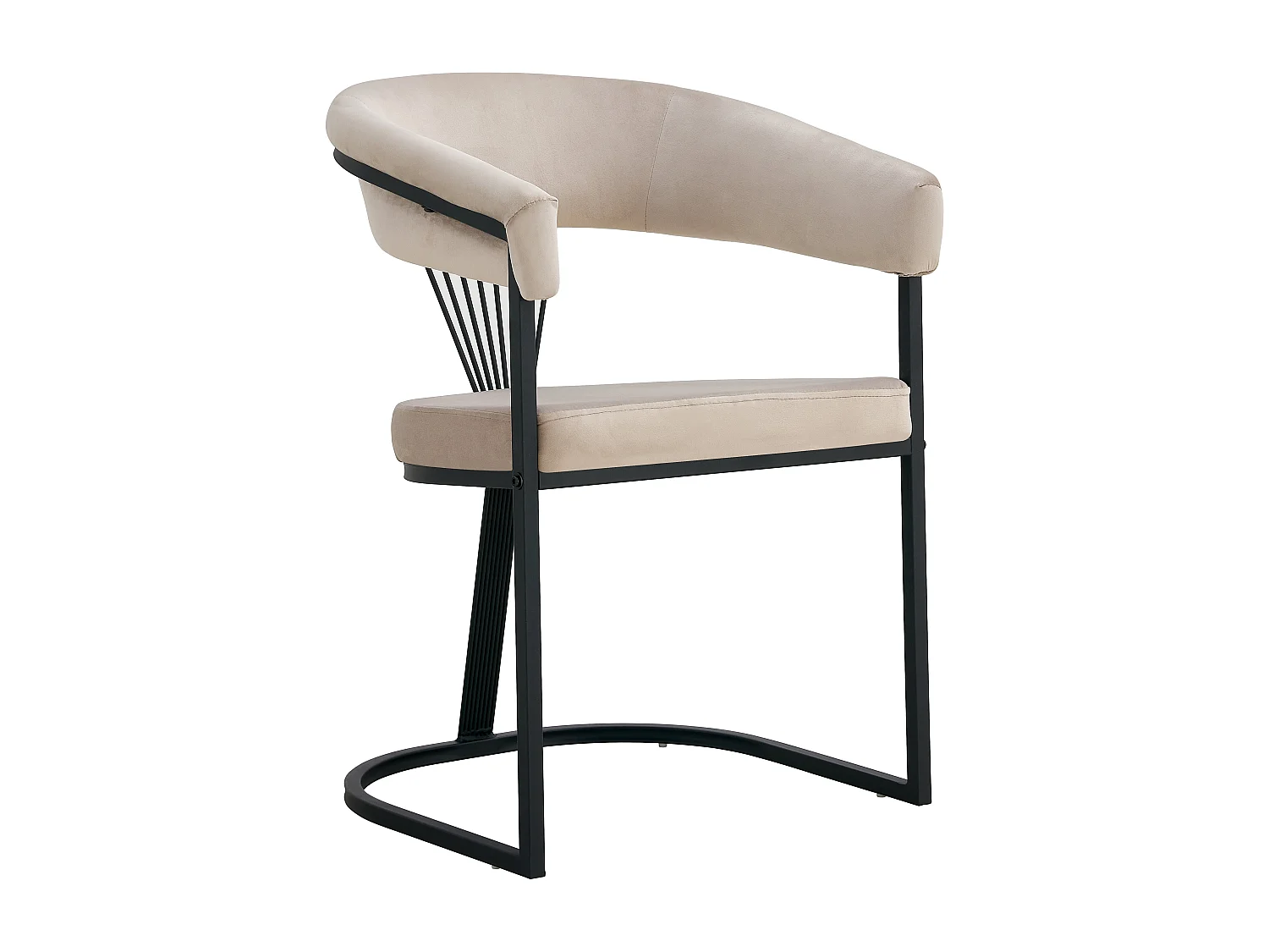 Lot de 2 Chaises avec Accoudoirs BRITTANY – Métal Noir & Velours – 58x55x83 cm