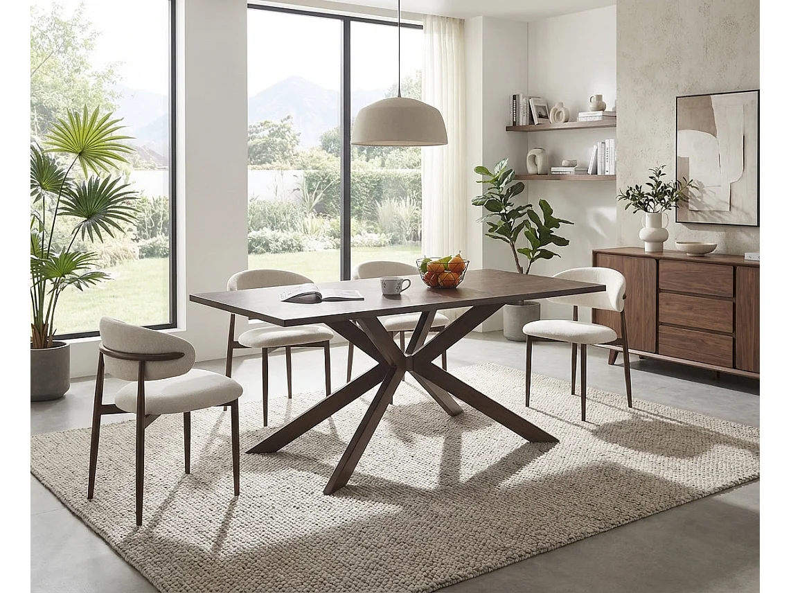 Table à manger rectangulaire effet noyer 6 à 8 personnes 180x90 cm XAVIER