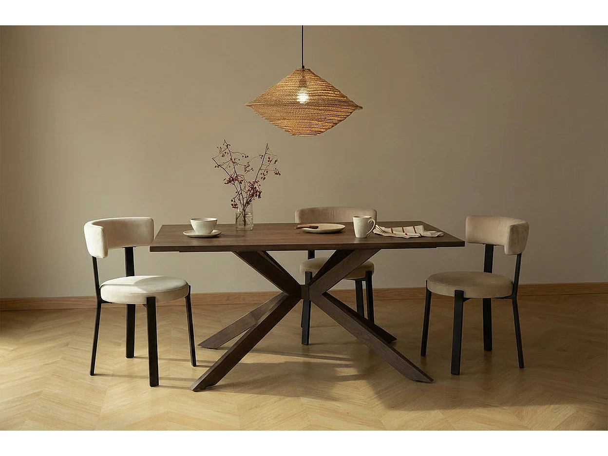Table à manger rectangulaire effet noyer 6 à 8 personnes 180x90 cm XAVIER