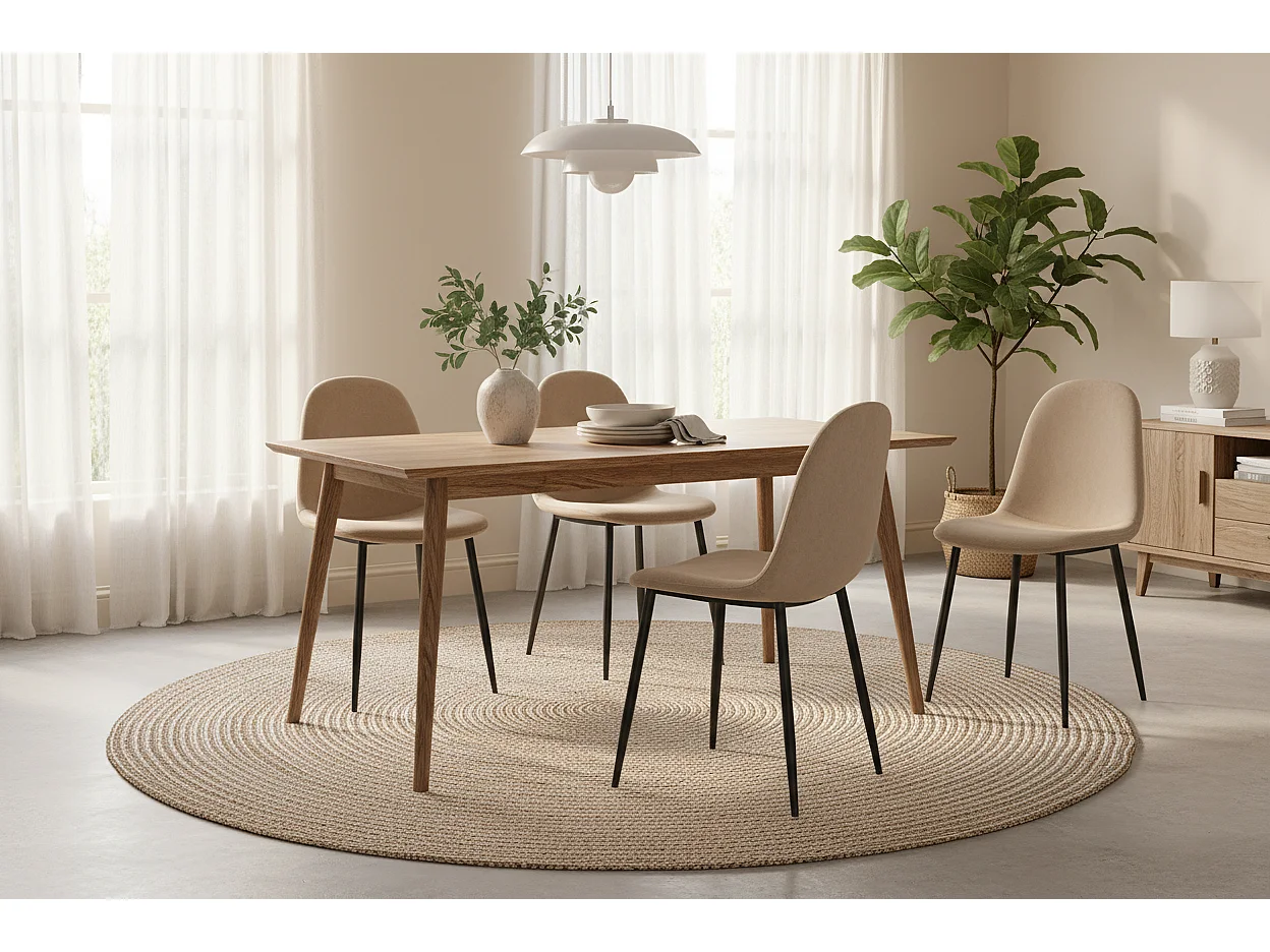 Lot de 4 chaises scandinaves velours taupe pieds métal noir 43,5x40x87cm