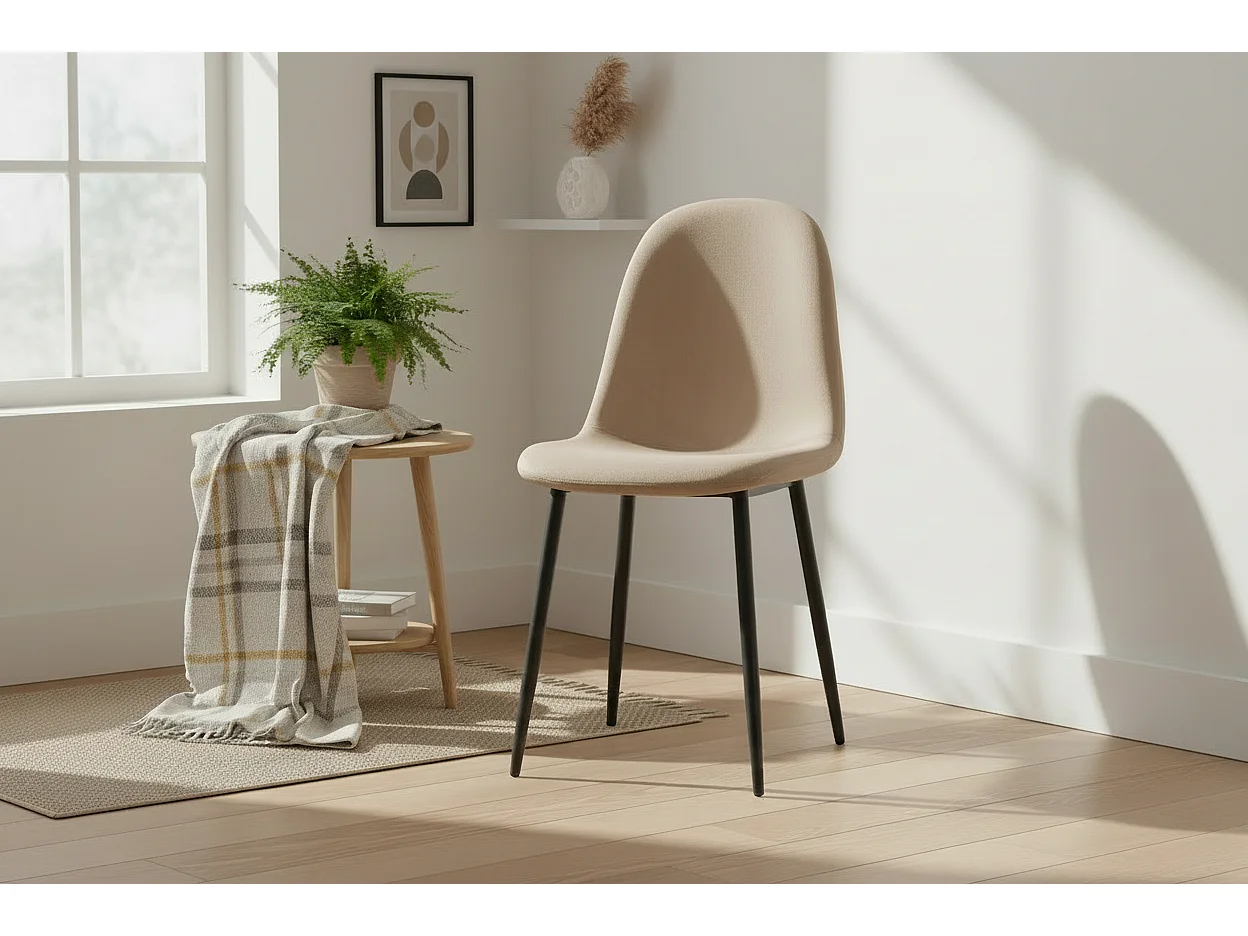 Lot de 4 chaises scandinaves velours taupe pieds métal noir 43,5x40x87cm