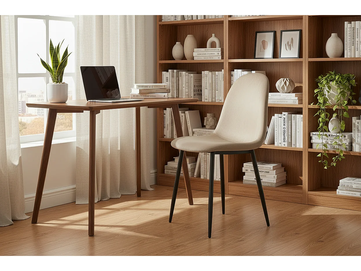 Lot de 4 chaises scandinaves velours taupe pieds métal noir 43,5x40x87cm